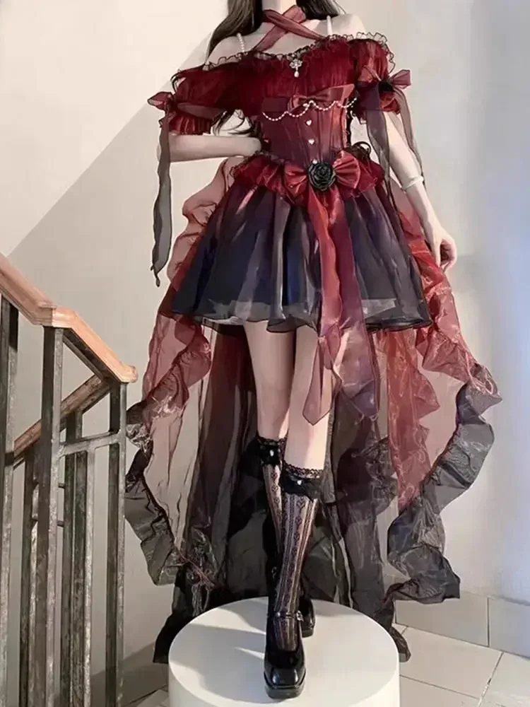 Пышное платье принцессы с цветочным узором на свадьбу костюм Лолиты Хэллоуин