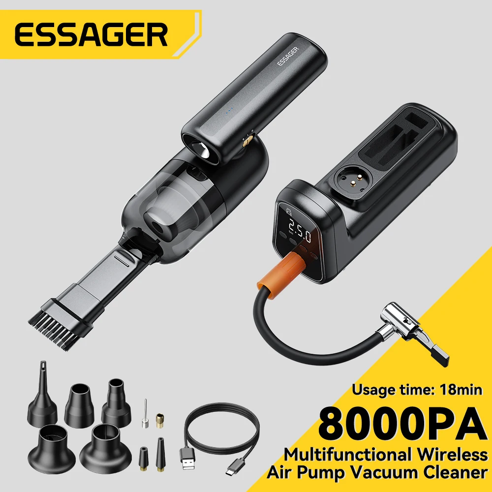 

Essager Portable Car Vacuum Cleaner 8000Pa Handheld Mini Wireless Cordless Vacuum Cleaner For Car Home Cleaning Powerful Cleaner