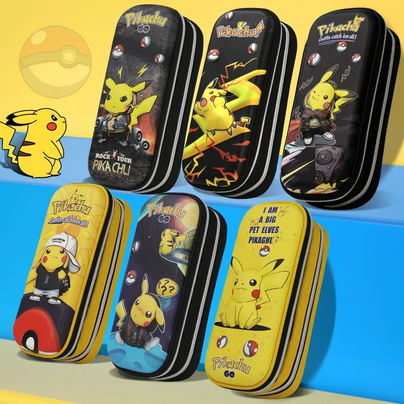 

3D Creative Pen Box Pokemon Student Pikachu High Capacity Junior High School Student Female Multifunctional Double Layer Pen Bag