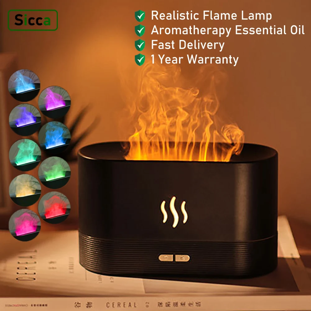 

Flame Aroma Diffuser Air Humidifier Ultrasonic Cool Mist Maker Fogger LED Essential Oil Jellyfish Lamp Difusor Fragrance Home