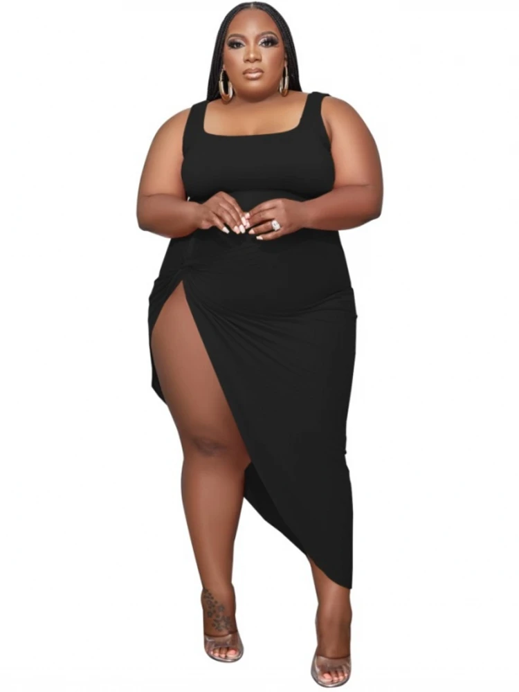 

5XL Plus Size Skirts Sets Women Clothes 2 Piece Set Tank Tops And High Waist Skirt Suit Summer New Solid Oversize Sexy Outfits