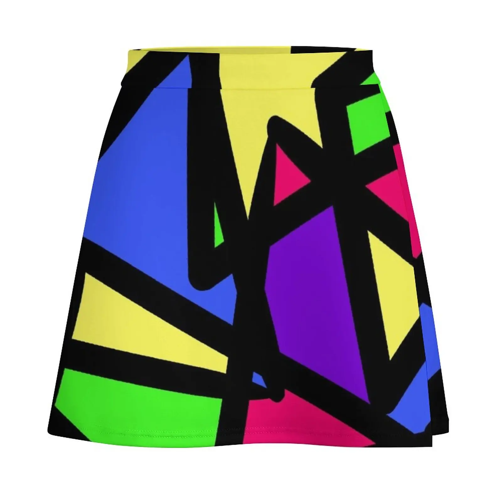 Многоцветная мини-юбка с треугольным абстрактным географическим узором летние
