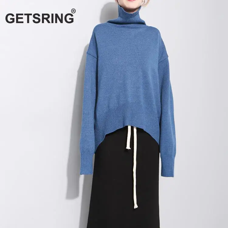 

GETSRING Women Sweater Irregular Sweaters Oversized Pullover Women spring Pullovers Turtleneck 2022 sweater dropship