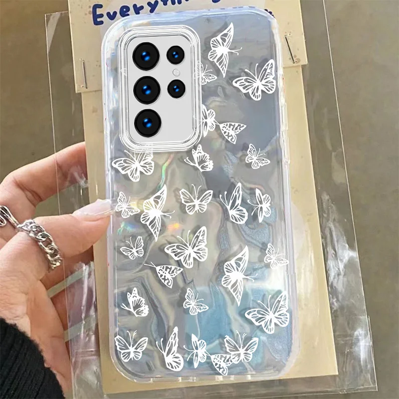 Чехол Sweet Butterfly Love для Samsung Galaxy S24 Ultra S23 Plus FE Bow Ins Fashion Flower PC Gilr Розовый чехол телефона