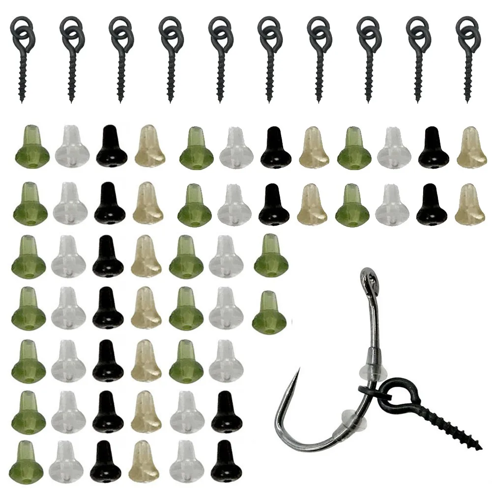 

10 X Boilie Bait Screws With Round Rings + 20 X Hook Stops Carp Tackle Chod Rigs Fishing Bait Ring Swivel Carp Fishing Accessory