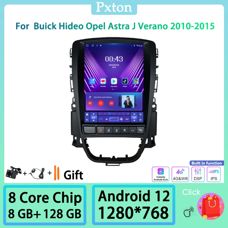 

Автомобильная Мультимедийная система Pston для Buick, Hideo, Opel Astra J Verano 2010-2015, экран Tesla, Android 12,0, Carplay 8 + 128