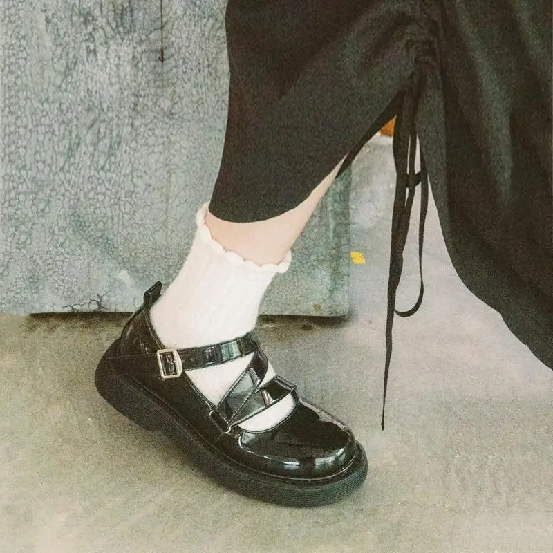 Туфли LLUUMIU женские на толстой платформе туфли в стиле Лолита с пряжкой готическая