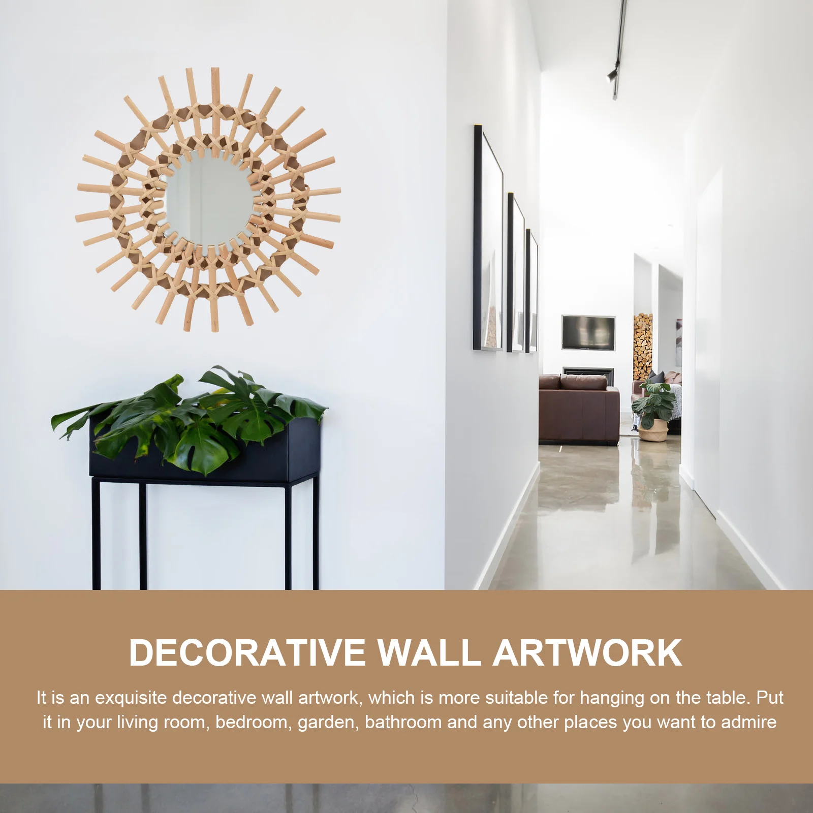 Зеркало из ротанга плетение декоративное плетеное зеркало настенное для макияжа