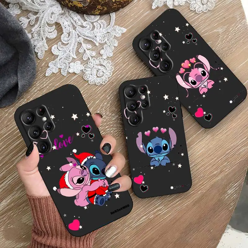 

Lilo & Stitch Luxury Cartoon Phone Case For Samsung Galaxy S23 S22 S21 S20 FE Ultra Pro Lite S10 S9 S8 Plus S7 5G Black Cover