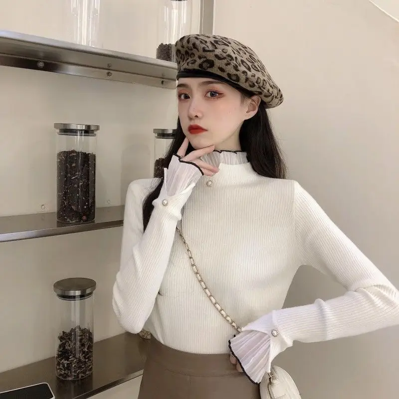 Woherb кружевной пуловер с нашивками универсальный базовый свитер женские