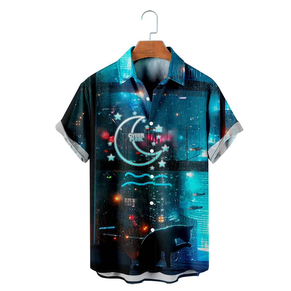 

Men's Hawaiian T-Shirt Y2K Hombre Fashion Shirt Horror Cybepunk 3D Print Cozy Casual Short Sleeve Beach Oversized Clothes 11