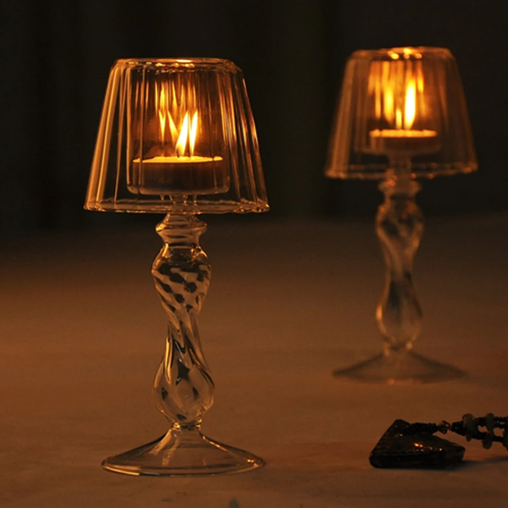 

Europe Style Glass Candle Holders 18.5cm Decoration Candle Holder Decor for Table Home Decor Wedding Candlesticks Parties Art