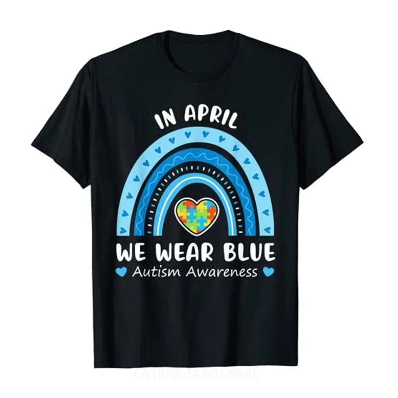 Футболка с рисунком пазла радуги в апреле мы носим синюю футболку для осмотра