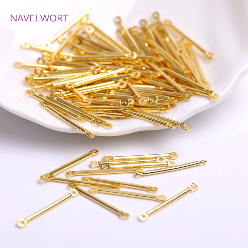

15mm 20mm 25mm 18K Gold Plated Bar Link Component Brass Two Holes Stick Strip Connector DIY Jewelry Making Accessories Wholesale