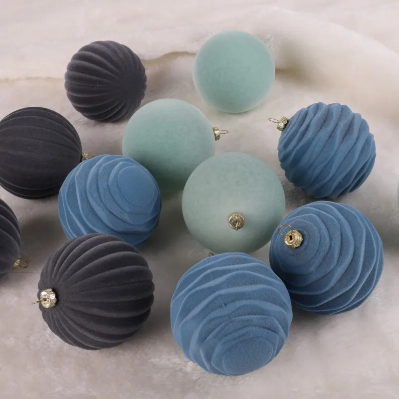 8 см флокированные рождественские шары набор из 12 шт. для рождественских и