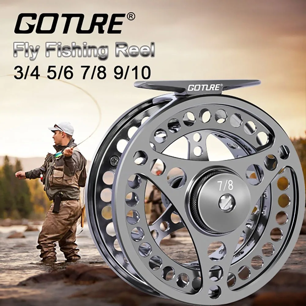 Goture Fishing Accessories WT Fly Fishing Reel Large Arbor Silver Aluminum Fly Reel With Spool For Stream Fishing Rod Tool