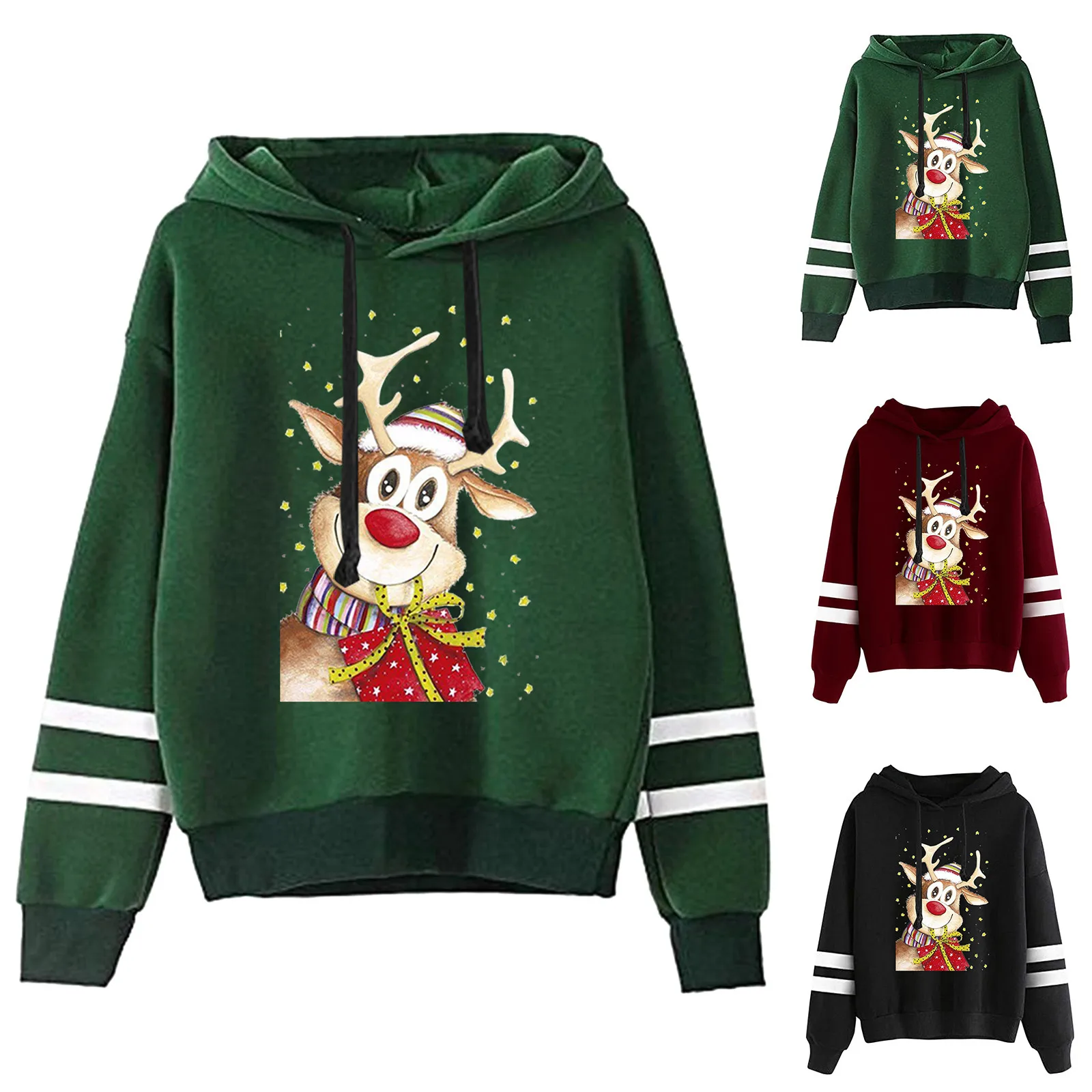 

Women Christmas Sweatshirt Top Christmas Print Hooded Long Sleeves Stylish Sweatshirt Casual Womens Light Hoodies Womens over