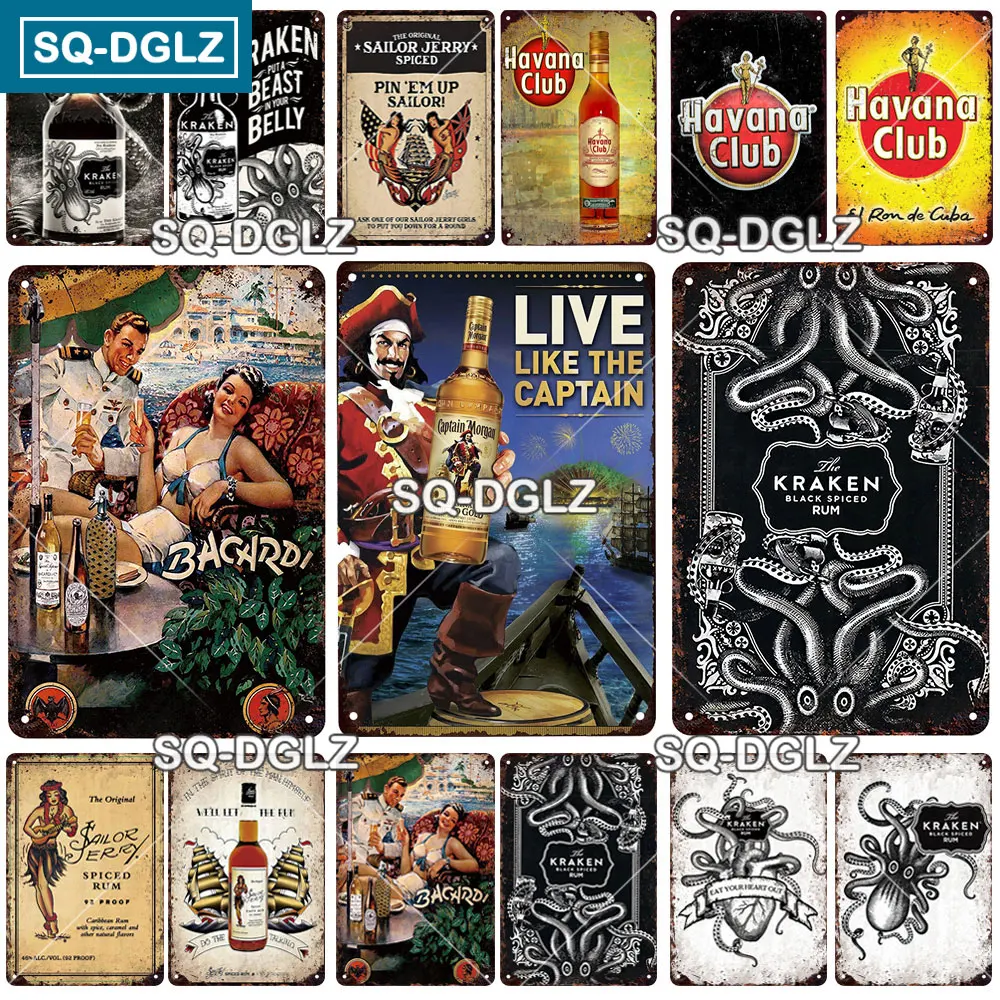 

Rum Metal Sign Plaque Vintage Pub Bar Decor Beer Tin Sign Plate Rock Poster Home Decor Art Painting Wall Sticker Metal Painting
