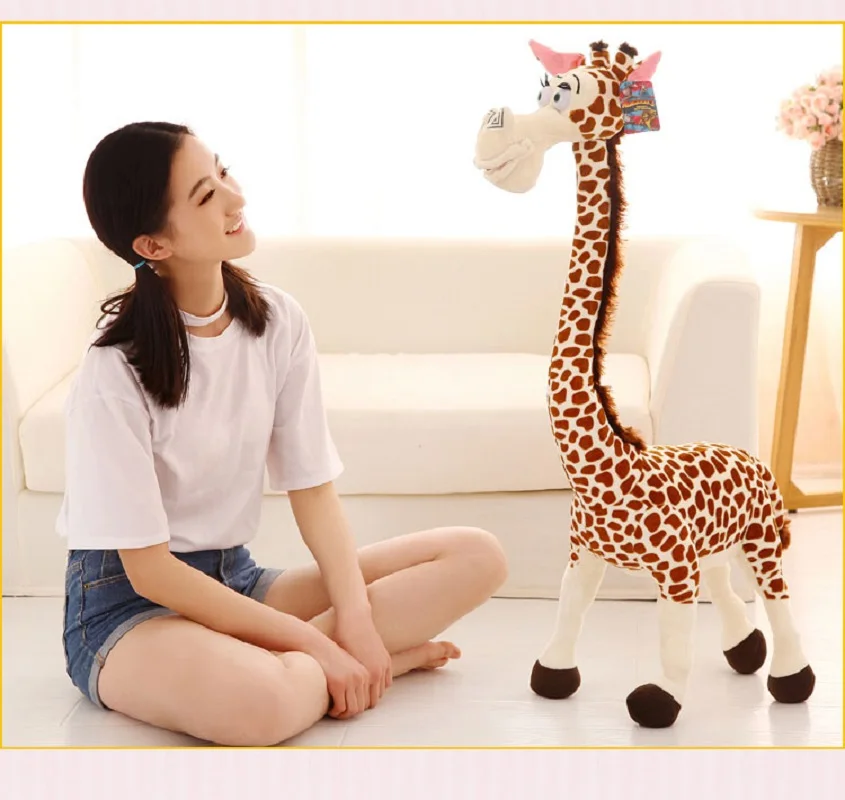 Large 90cm Lovely Cartoon Giraffe Madagascar Melman Plush Toy Soft Doll Sofa Pillow Birthday Gift h2679