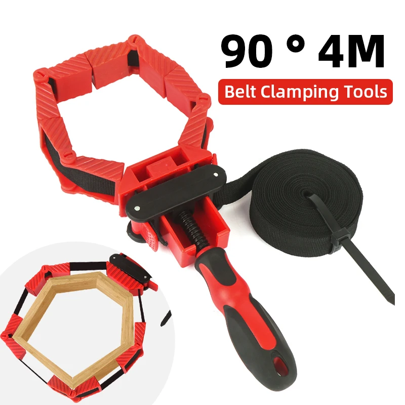 

Multifunction Belt Clamping Tools Woodworking Quick Adjustable Band Clamp Polygonal Clip 90 Degres 4M Pure Nylon Strap Clip