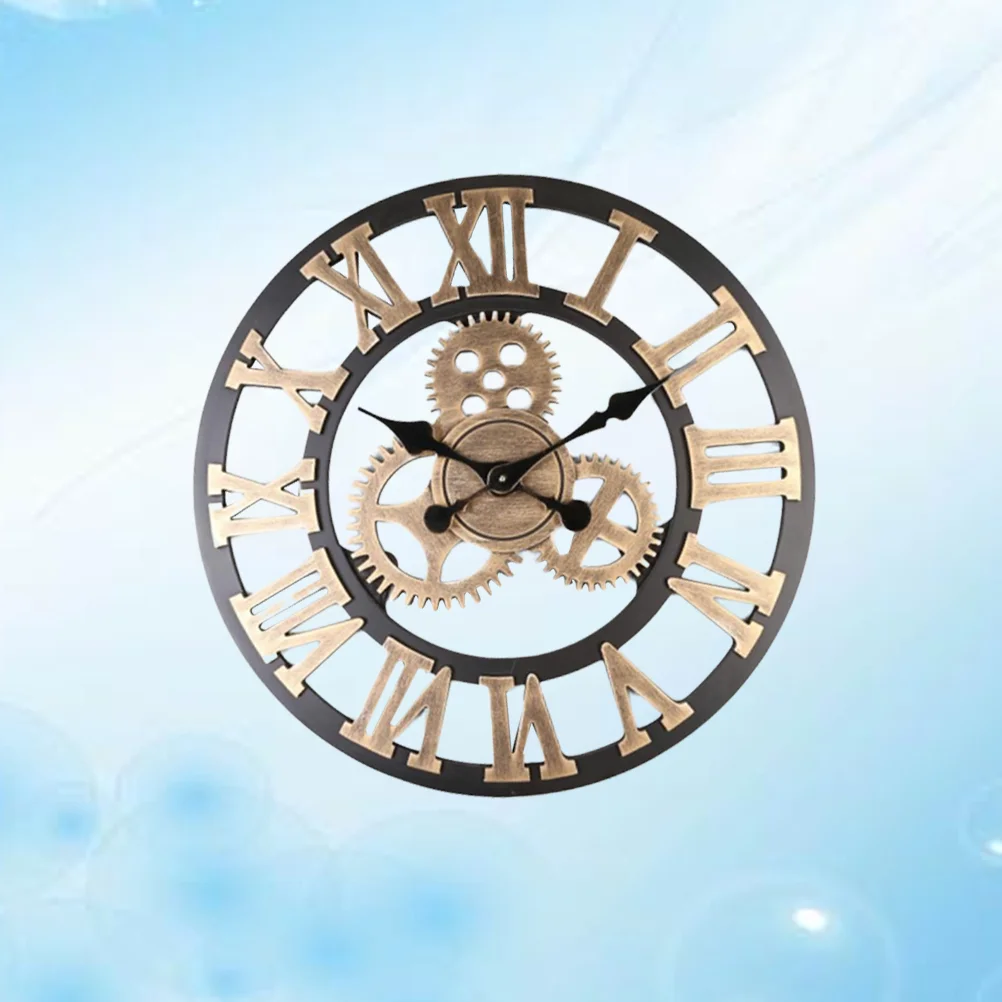

Industrial Wall Clock Real Moving Gear Vintage Steampunk Silent Clock Quite Non- Ticking Clock Farmhouse Home Living Room