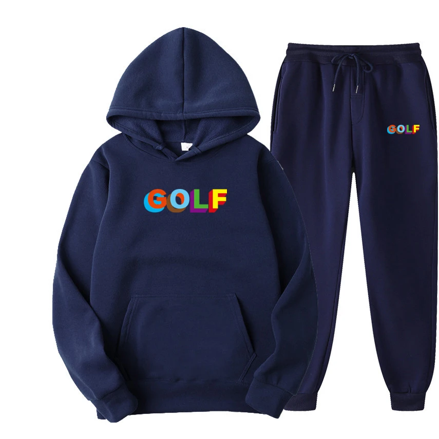 

Men's Clothing GOLF Printing New Fashion Brand Sportswear Winter Wear Running Hoodie+Sweatpants Sweatshirt Suit Fitness