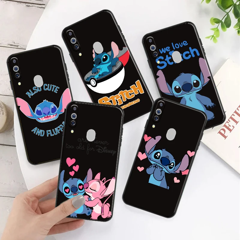 

Cute Cartoon-stitch- Phone Case For Samsung Galaxy M40 Carcasa Black Ultra-Thin Back Bumper Soft TPU