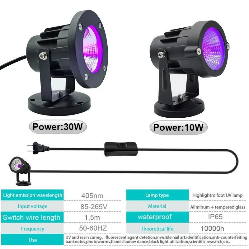 Портативная Уф-светодиодная Лампа 405 Нм С Переключателем Шнур 1 5 М Для