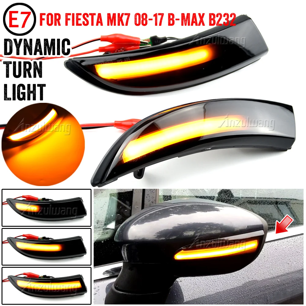 

Car LED Dynamic Turn Signal Light Rearview Mirror Light Blinker for Ford Fiesta MK6 VI/UK MK7 2008-2017 B-Max
