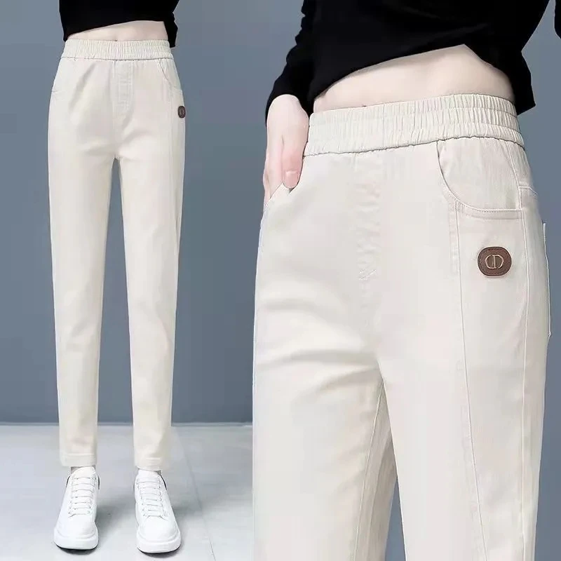 Повседневные эластичные брюки-карандаш до щиколотки с высокой талией в