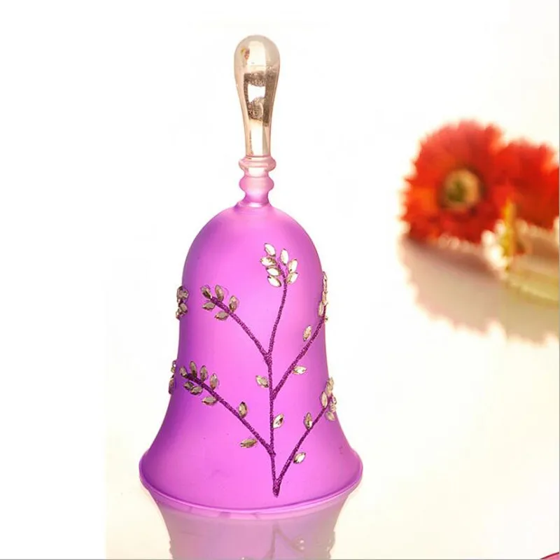 

European Style Glass Dinner Bell Romantice Purple Painting Wedding Friend Favor Gift Home Decoration