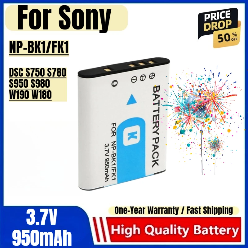 Фото NP-BK1/FK1 Battery 3.7V 950mAh Rechargeable Batteries and Charger for Sony DSC S750 S780 S950 S980 W190 W180 Camera Battery №1