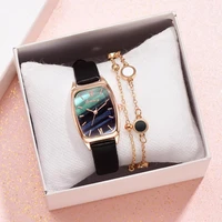 relojes para mujer ladies leather watch luxury watches quartz watch marble dial casual women bracele watch bayan kol saati