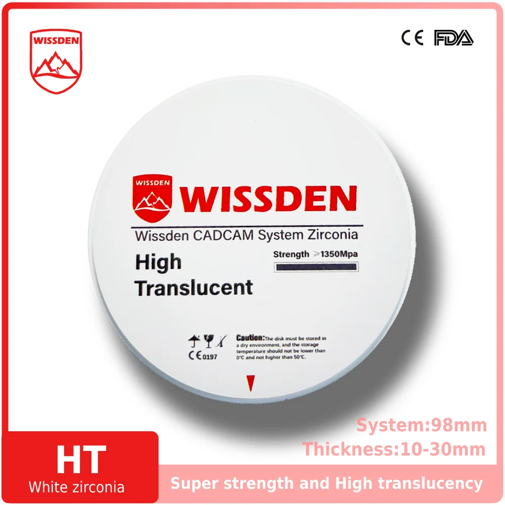 Wissden CAD/CAM High Translucent HT White Zirconia 98,10-30mm Open System Dental Lab Material Sintering Furnace Zirconia