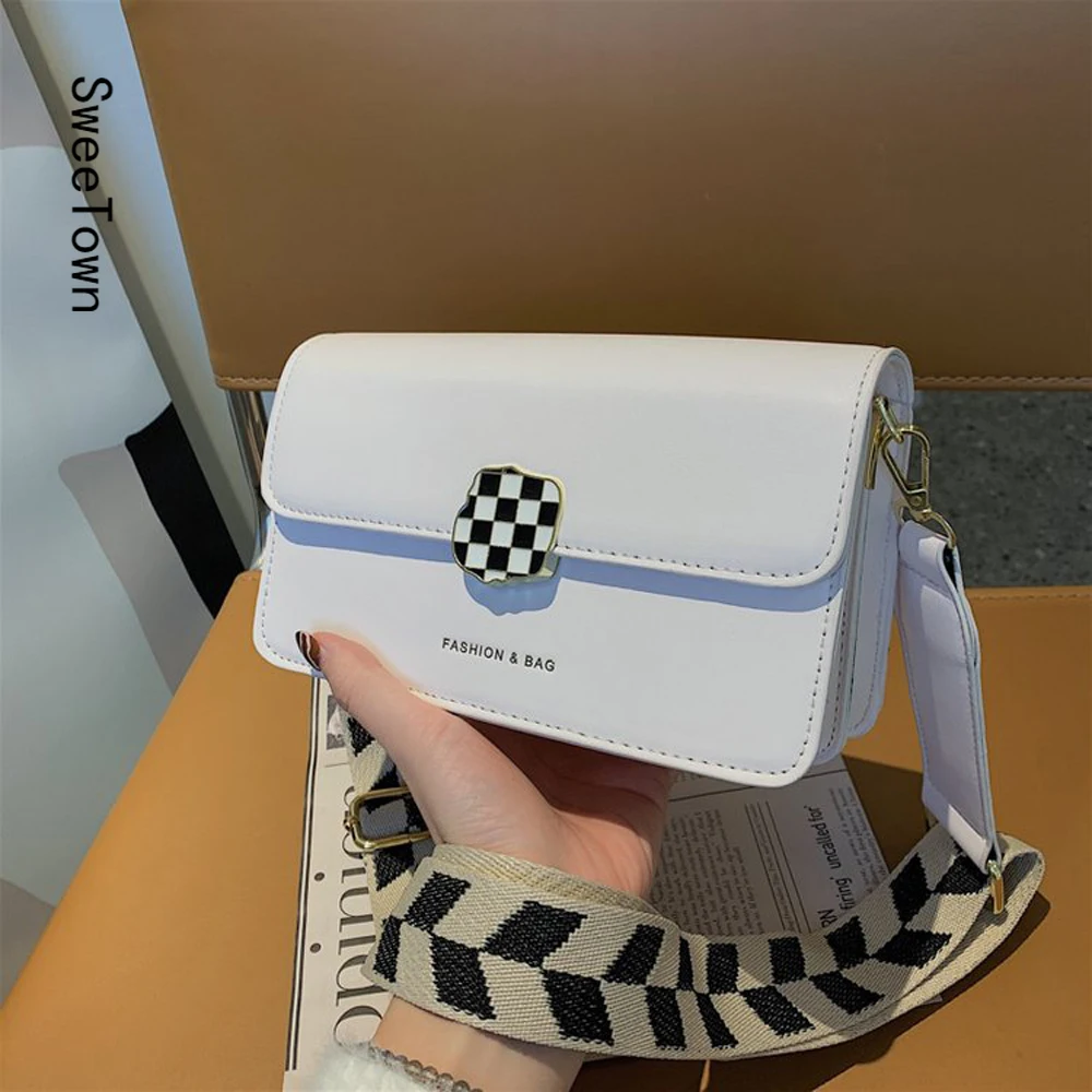 

Sweetown Bags For Women 2022 New Luxury Handbags Ladies Small Suare Flap Bag Women Crossbody Messenger Bag Shoulder Bag