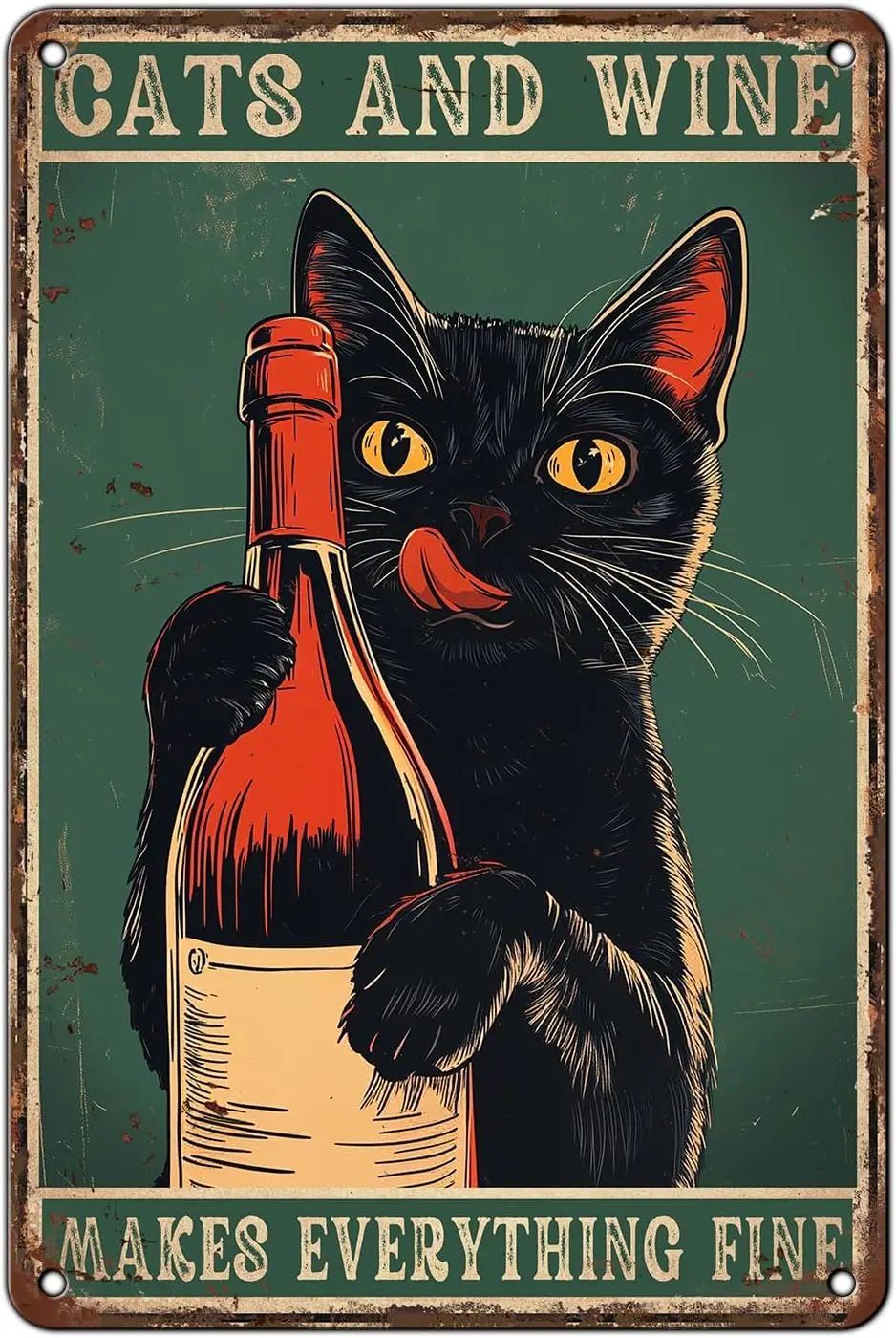 

Металлическая вывеска "Кошки и вино"