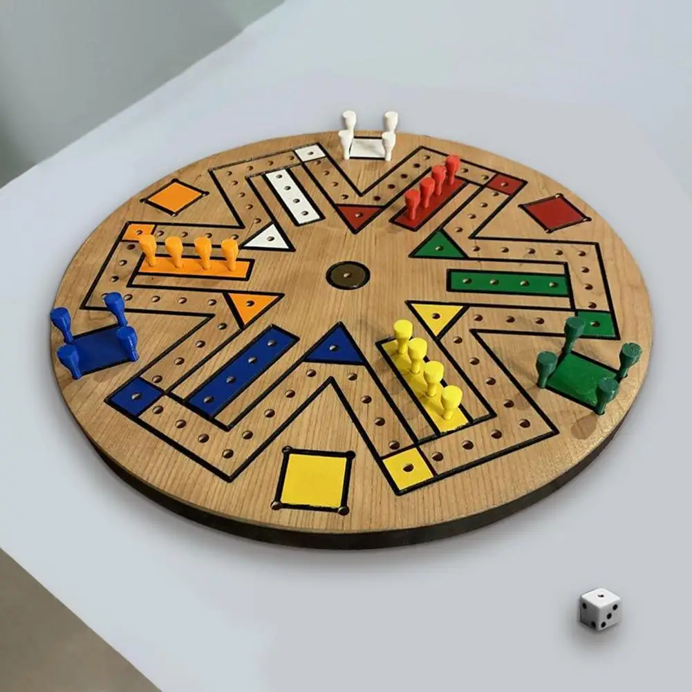 Деревянный набор модного ясного печатного Людо Шахматный набор Портативное летающее шахматное поле Развитие социальных навыков для детей.