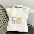 Настраиваемая сумка Сейлор Мун, большая холщовая сумка-шоппер, хозяйственные сумки для женщин, летние дизайнерские сумки с ручкой, белая сумочка