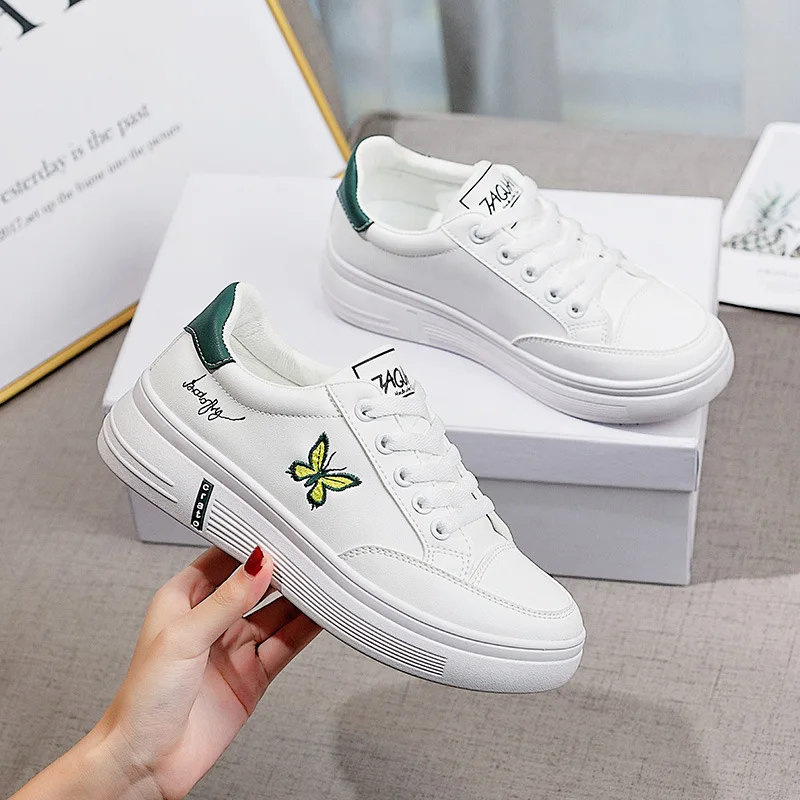 

Женские повседневные кроссовки, новинка весны 2022, Женская Белая обувь, модные массивные кроссовки с вышивкой, дышащая женская спортивная обувь на шнуровке