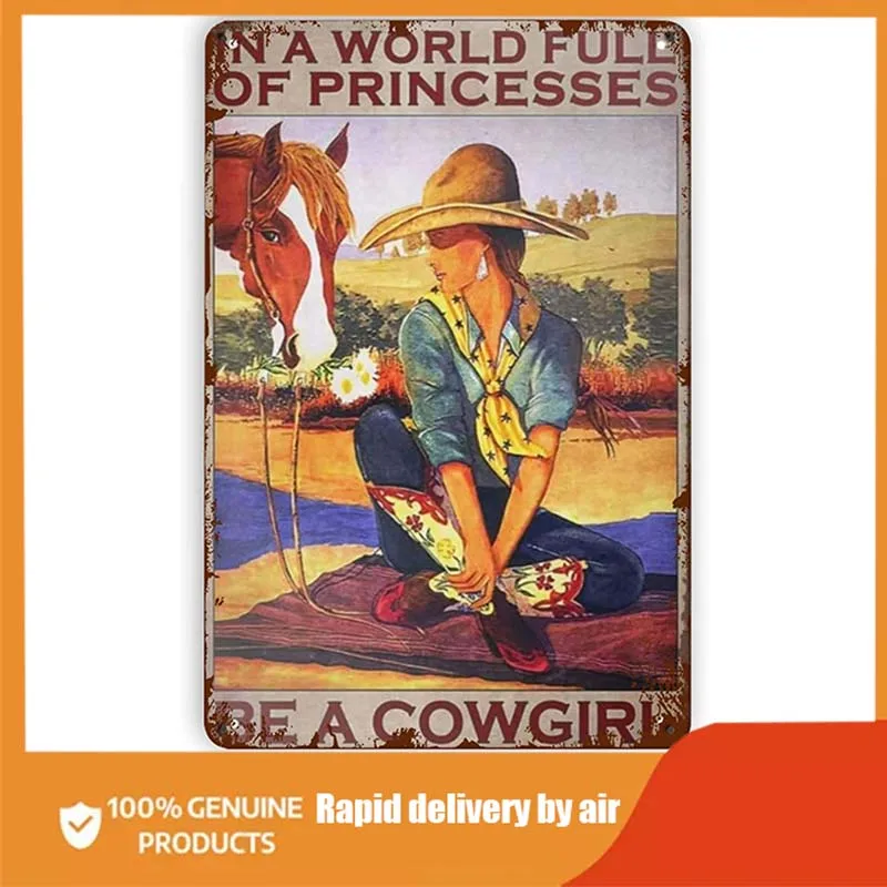 

Металлические жестяные знаки Cowgirl and Horse, винтажный декор для стен, ретро-арт, жестяные знаки, забавные украшения для дома, бара, паба, кафе