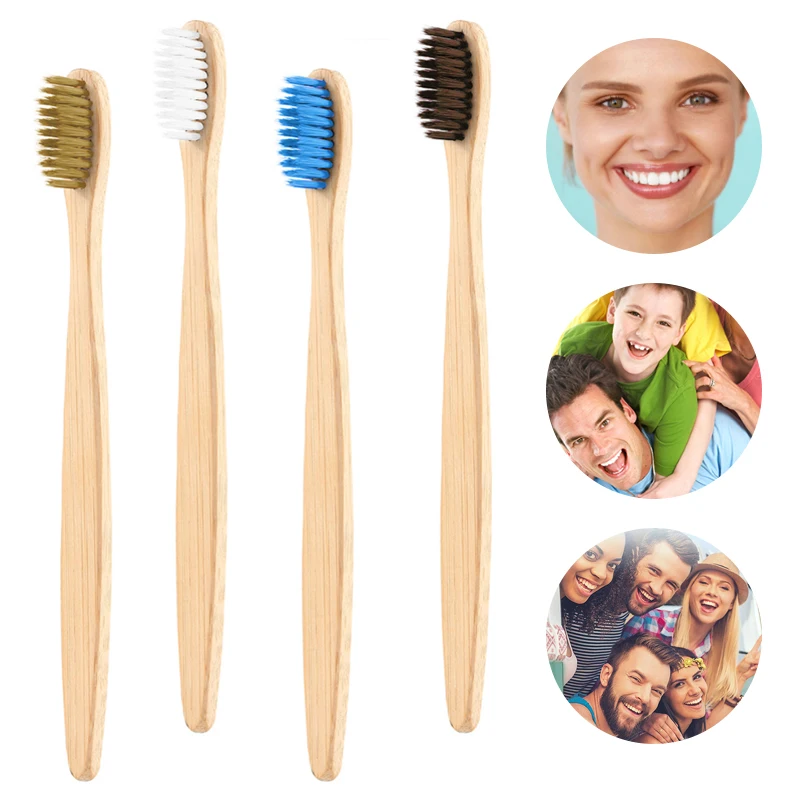 

Natural Bamboo Toothbrush Soft Bristles Biodegradable Plastic-Free Adults Toothbrush Eco Friendly Bamboo Handle Brush 10PCS