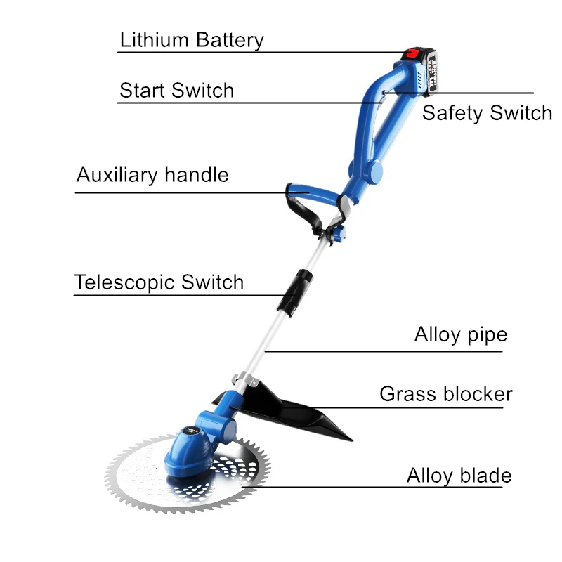 9-дюймовая бесщеточная колесная электрическая газонокосилка 2800 Вт триммер для