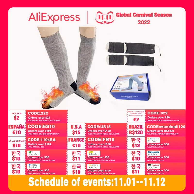 

Winter Heated Socks Thermosocks Men's Women's Thermal Heating Foot Warmer Electric Socks Warm Socks CyclingTrekking Ski