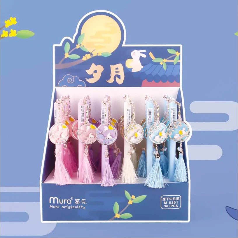

36 pcs/lot Kawaii Rabbit Pendant Gel Pen For Writing Cute 0.5mm Black Ink Pen Promotional Gift Stationery Office School Supply