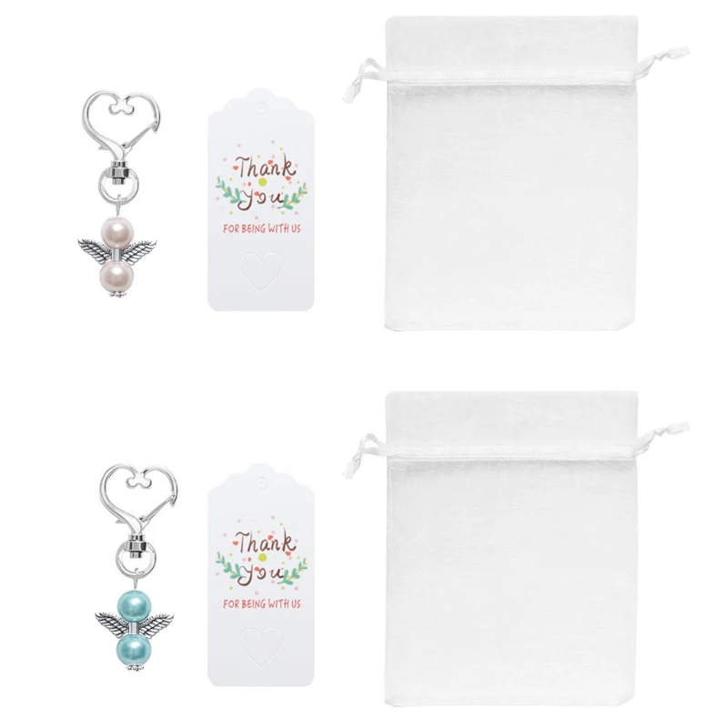 

F19D Dolls Pendant DIY Angel Alloy Characters Faux Pearl Toy Car Keychain Bag Decoration Xmas Birthday Gift for Boy Girl