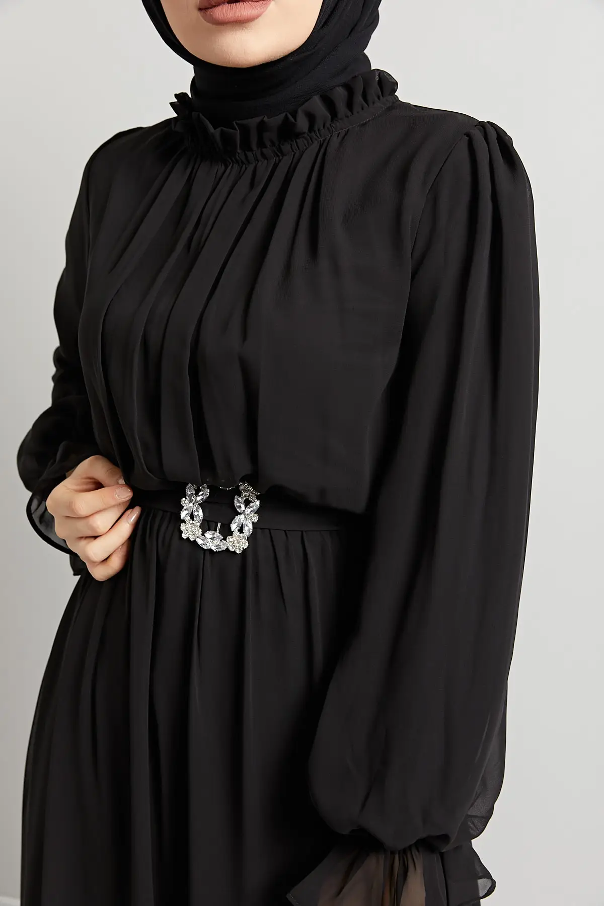 Fully Lined Evening Dress Evening Maxi Hijab Black Dress Dubai Robe Longue Femme Islam Caftan Ramadan Muslim Fashion Elegant