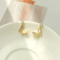 fashion minimalist green copper shell butterfly drop earrings gift party woman jewelry stud earrings 2021