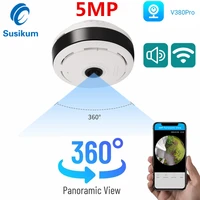 v380 pro 5mp wifi 360 degree camera panoramic fisheye lens cctv smart home indoor wireless camera security protection