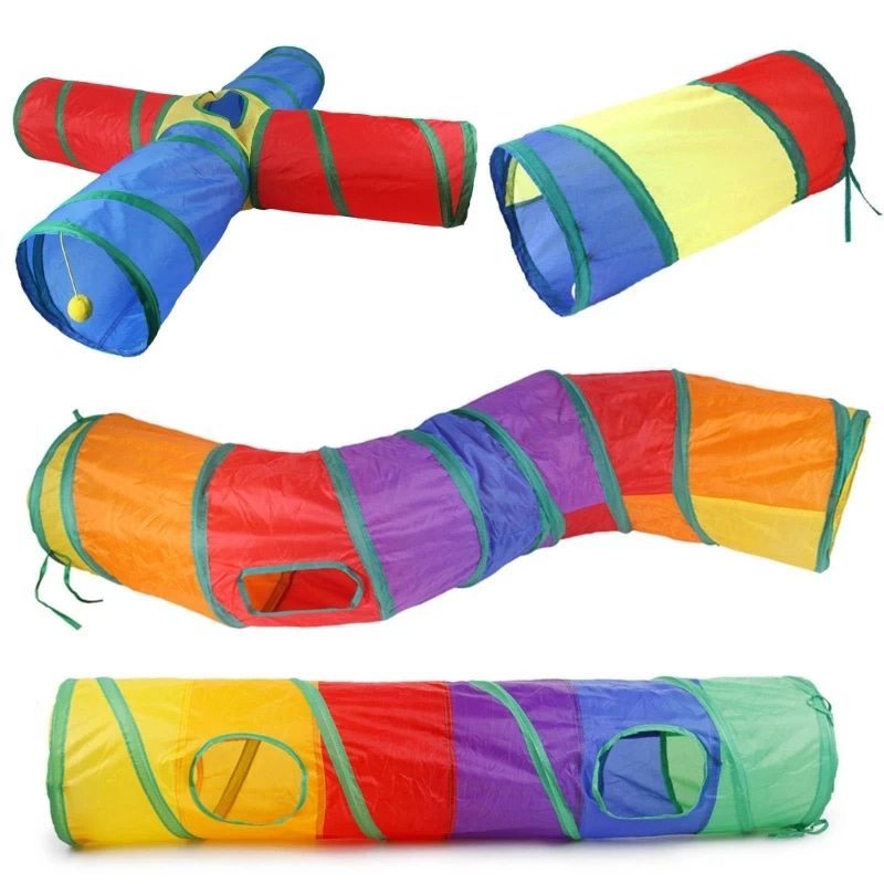 

Rainbow Color Kitten Funny Collapsible Tubes Balls Tunnel Cat Rabbit Toy Tubes Toy Plays Pet Crinkle Dog Plays Tunnel