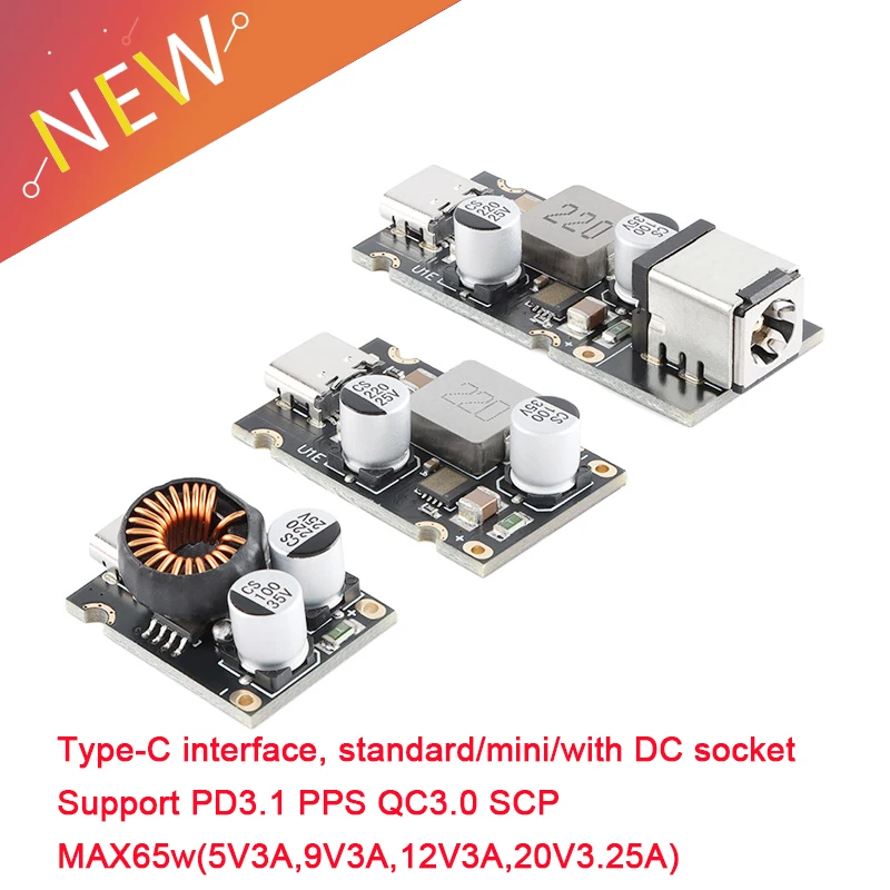 Модуль адаптера быстрой зарядки QC4.0 QC3.0 Type-C USB PD65W